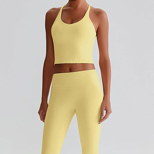Ensemble de yoga solide au design optimal pour femmes, respirant, écologique, en Spandex/Nylon, 2 pièces, service OEM, prix bas - Product Image 3