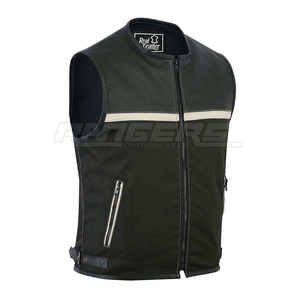 Gilet de motard en cuir véritable pour homme, gilet en cuir véritable sur mesure OEM, gilet d'hiver noir sans manches, veste de moto - Product Image 1