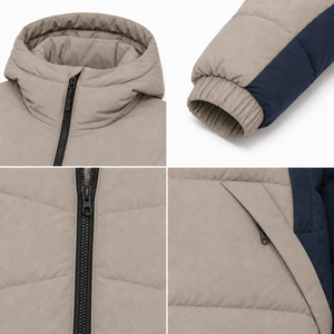 Wholesale Winter Puffer <b>Jacket</b> Designer Color Block Style Thick Insulation Custom Embroidery Durable Polyester Outerwear Design - Product Image 4