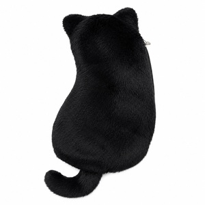 Trousse à crayons en forme de chat en peluche, en polyester, avec fermeture éclair, portable, grande capacité pour l'école et les voyages, mignonne, en peluche, pour fournitures scolaires, cadeau - Product Image 1