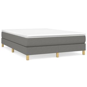 Cadre de lit en tissu gris foncé 100% polyester, bois d'ingénierie, contreplaqué, lits en bois élégants - Product Image 2