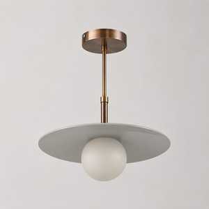 Brushed Brass Pendant <b>Light</b> White Disk Shade G9 Hanging Lamp Warm White for <b>Dining</b> Room - Product Image 5