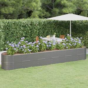 Grand lit de jardin surélevé en acier gris thermolaqué, conçu pour durer - Pots et jardinières - Product Image 1