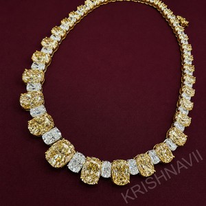 Collier tennis en moissanite jaune canari éclatant pour homme, bijoux de luxe sertis, chaîne de déclaration étincelante, mode soirée, or massif 14K - Product Image 1