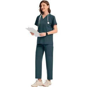 Fashion Unisex Medical <b>Scrubs</b> Jumpsuit Custom Logo Nursing One Piece Jogger Hospital Doctor Clinic Soft Fabric <b>Scrub</b> Sets - Product Image 3