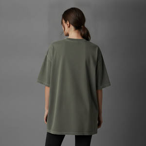 Cheap Price Oversized Women's Olive Green T-<b>Shirt</b> With <b>Flame</b> Logo Print Crew Neck Short Sleeve Loose Fit All Seasons Wear - Product Image 6