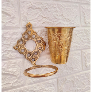 Wholesale Pure Brass Filter Coffee Dabara Set With Hand Painted Floral Design Indian Coffee <b>Cup</b> And <b>Saucer</b> Kitchen Tableware - Product Image 4