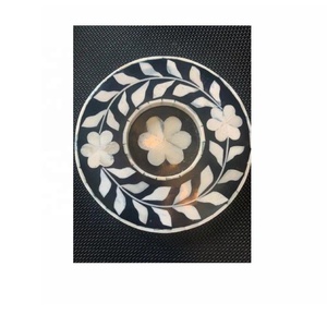 Ensemble fait à la main de 4 sous-verres incrustés de nacre en verre avec support pour boissons ou café Idéal pour table basse maison - Product Image 6