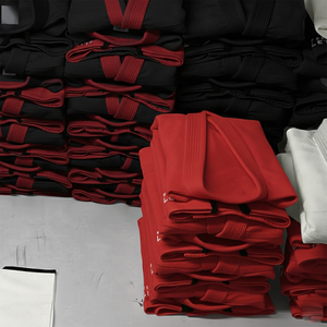 Uniforme de BJJ Rojo para Adultos Unisex, 100% Algodón, Transpirable, de Secado Rápido, para Artes Marciales, con Cinturón Negro y Logotipo Frontal, 440g - Product Image 6