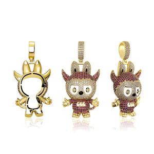 Colgante de Diamante Moissanita con Diseño de Conejo de Dibujos Animados, Chapado en Oro Sólido, Joyería Hiphop, Bonito y Único, Unisex, para Uso Diario - Product Image 4