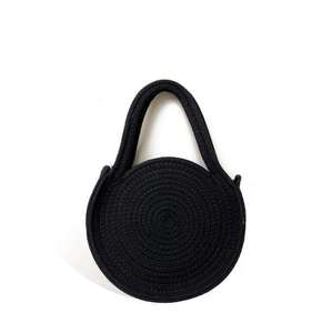 Bring playful charm to your everyday look with this stunning Natural yarn <b>bag</b> featuring <b>sweet</b> cherry embroidery and round handle - Product Image 3