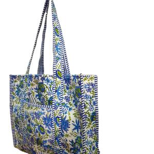 กระเป๋าสะพายไหล่อินเทรนด์และแฟชั่นสำหรับผู้หญิงพิมพ์ลายดอกไม้พร้อมซิปปิดสำหรับการใช้งานตลอดทั้งปีทำจากผ้าฝ้าย100% ทำด้วยมือ - Product Image 1