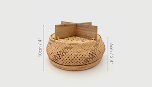 Bol en bambou fait main, panier de rangement en osier thaïlandais, décoration écologique, bol de service naturel tissé à la main, fournisseur OEM Vietnam - Product Image 4