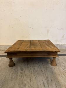 Table de lit traditionnelle indienne du Rajasthan en bois massif, faite à la main, écologique, durable, portable, chaise décorative pour enfants, usage domestique - Product Image 1