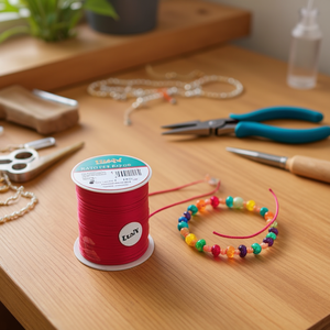 Cordoncino a coda di topo ILAN 1,5 mm x 50 m in poliestere rosa per la creazione di gioielli - Product Image 2