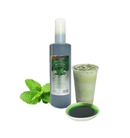 Sirop de maïs Krub.O saveur menthe en bouteille plastique 580ml, vente en gros usine, goût sec, sans alcool, pour préparation de boissons enfants et adultes, lot de 12