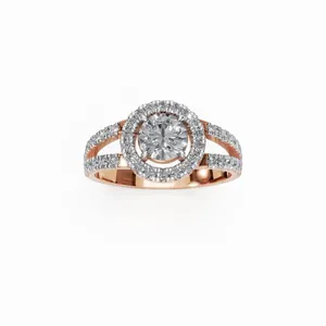 Anillo de Diamantes Cultivados en Laboratorio con Diseño de Halo Celestial, Juego de 47 Piezas, Corte Brillante Redondo, Oro Rosa de 18K, Lujoso, para Mujer, Certificado IGI - Product Image 1
