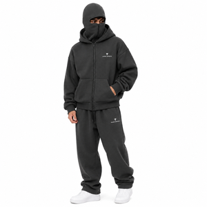 Sweat-shirt technique pour homme, personnalisé, épais 500 g/m², à capuche cagoule zippée intégrale, style streetwear oversize, uni, avec masque Shiesty - Product Image 4