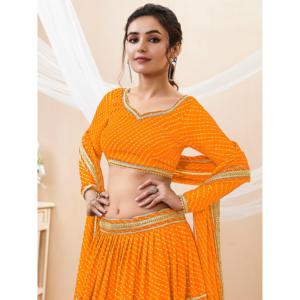 Lehenga choli ชุด georgette haldi พิมพ์ลาย lehenga - Product Image 5