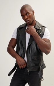Nouvelle tendance veste sans manches en cuir véritable de meilleure qualité pour hommes, veste sans manches respirante pour hommes - Product Image 2
