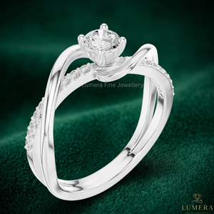 แหวนเพชรเดี่ยวทรงบิดเกลียวทองคำขาว 14K 18K สุดหรูสำหรับผู้หญิง แหวนหมั้นดีไซน์ไขว้สุดสง่างาม - Product Image 4