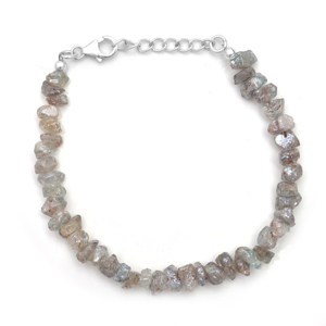 Pulsera Clásica Hecha a Mano con Circonita Natural, Plata de Ley 925, Gema Lisa, Joyería de Moda al por Mayor - Product Image 1