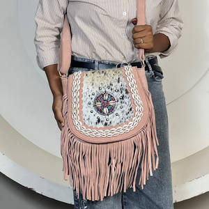 Sacs à main en cuir de vachette véritable personnalisés en gros avec franges, sacs à bandoulière en cuir élégants, sacs bohèmes, sacs vintage chics de style gypsy - Product Image 2