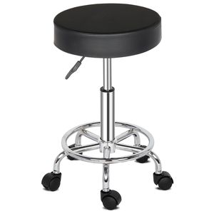 Ha Ha White Bar <b>Stool</b> with Modern Design Round White Metal Frame <b>Adjustable</b> Feet for Kitchen or Bar Use - Product Image 1