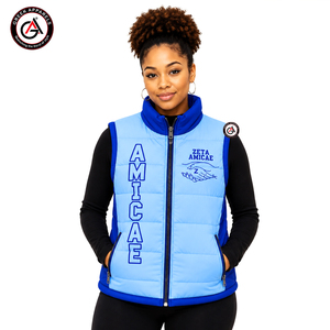 Gilet matelassé léger et confortable, brodé, imperméable, coupe-vent et respirant, pour unisexe, Sorority Zeta - Product Image 1