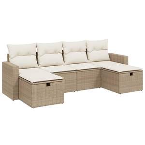 Juego de sofás de jardín de ratán PE beige con estilo modular grande diseño cómodo y moderno - Product Image 2