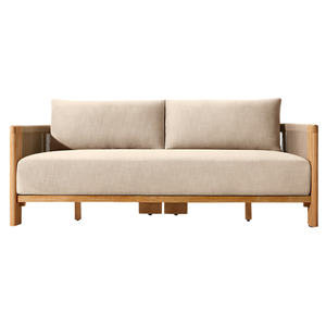Contemporary Style Solid Teak <b>Outdoor</b> Curved <b>Sofa</b> with Rope Woven Design Luxury Patio Lounge Furniture Waterproof Cushion - Product Image 6