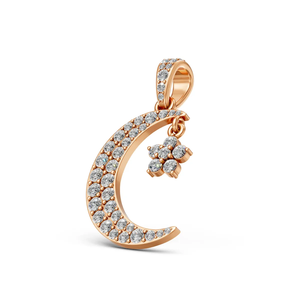 Collar con Colgante de Estrella y Luna con Diamante Cultivado en Laboratorio de 0.67 Quilates, Certificado IGI D VVS2, Oro Rosa de 10K, para Mujer, Ideal para Fiestas y Bodas, a la Moda - Product Image 2