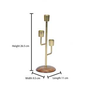 Jaffsexports – Nouveau support de bougie portable fait main, écologique, à trois bras, base en bois, décoration d'intérieur, métal durable - Product Image 5