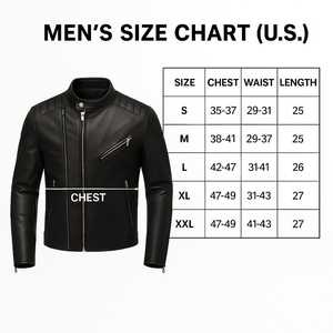 Blouson de moto en cuir véritable pour homme, noir, coupe ajustée, col montant, fermeture éclair, style motard, pour l'automne - Product Image 4