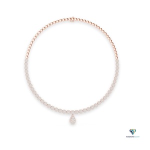 7.88 Carat Rose Gold Round Lab Grown Diamond Drop <b>Necklace</b> in 18K Solid Gold, <b>Statement</b> Teardrop Pendant <b>Necklace</b> for Weddings - Product Image 1