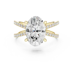 18K Solid Gold Oval Cut Lab Grown Diamond Engagement <b>Ring</b> IGI Certified VVS E-F Criss Cross <b>Split</b> Shank <b>Ring</b> Jewelry - Product Image 1
