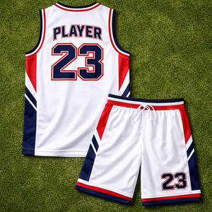 ชุดบาสเก็ตบอลแบบกำหนดเอง ไซส์พลัส สำหรับทุกเพศ แห้งเร็ว ระบายอากาศได้ดี ผ้าโพลีเอสเตอร์ 100% สกรีนชื่อและหมายเลขผู้เล่น - Product Image 2