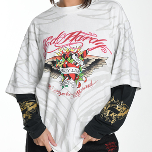 Camisetas de Manga Larga de Doble Capa para Hombre, 100% Algodón, Transpirables, Ecológicas, Estilo Vintage Lavado, Hip Hop Urbano - Product Image 4