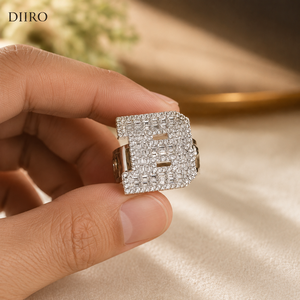 Custom Letter <b>Cocktail</b> <b>Rings</b> <b>Gold</b> Plated Moissanite Pave Setting Baguette Shape Unisex Luxury Wedding Anniversary Gift Party - Product Image 5