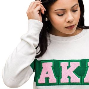 Pull en chenille blanc et vert AKA pour femme, col rond, tricoté, tissu doux de qualité supérieure, élégant, décontracté et confortable - Product Image 5