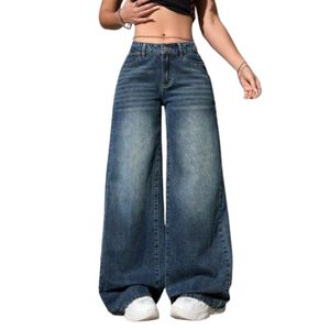 Whishker – jean droit taille haute pour femme, bleu pierre, coupe régulière, écologique, respirant, style streetwear, taille 26-40 - Product Image 1