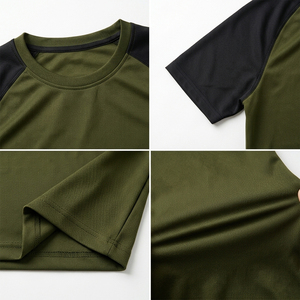 Men's Olive Green <b>Raglan</b> Sleeve T-Shirt O-Neck Oversized Casual Knitted Solid Color Quick Dry Short Sleeve Digital Printing <b>Top</b> - Product Image 4