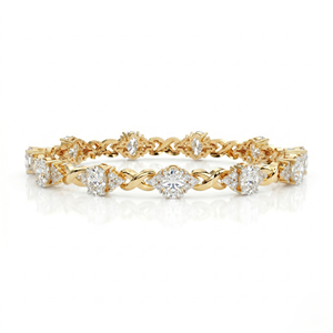 กำไลเพชรทรงรีดีไซน์ทันสมัย เพชรเลี้ยงในห้องปฏิบัติการ ทองคำแท้ 14k รับรองโดย IGI เพชรทรงรี เครื่องประดับชั้นดีสำหรับผู้หญิง - Product Image 1