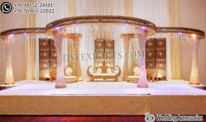 Mandap de Boda Asiática de Ensueño, Mandap Contemporáneo con Espejo, Mandap Moderno para Boda Judía, Mandap Real con Paneles Traseros para Escenario, EE. UU. - Product Image 5