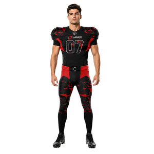 Nouvel uniforme de football américain personnalisé pour hommes, tenue d'entraînement noire et rouge, impression par sublimation, jersey respirant en polyester, ensemble pantalon - Product Image 3