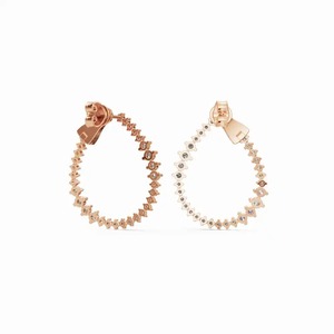 Pendientes Clásicos de Diamantes con Corte Brillante Redondo y Diseño de Aro en Oro Rosa para la Moda Diaria de la Mujer y Accesorios Elegantes - Product Image 5