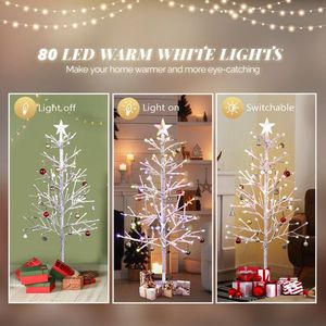 8ft bianco per interni albero di natale luci stelle Top forma di abete innevato 80 rami 80 colori caldi 8 modalità di telecomando quattro colori - Product Image 6