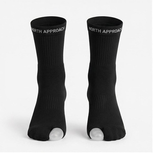 North Approach Crew Athletic <b>Socks</b> Black 2 Toe Breathable <b>Running</b> <b>Socks</b> for Adults Summer Season - Product Image 1