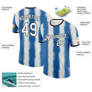 Camiseta de Fútbol Personalizada con Rayas, Sublimada, de Poliéster Transpirable, Unisex, para Adultos, Manga Corta, Cuello Redondo, con Nombre del Equipo - Product Image 2