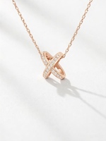 Christliches Design SHG Marke Unisex-Anhänger 14K Massivgold Rhodium-Plattiert Brillantschliff Solitär-Diamant Luxuriös Minimalistisch